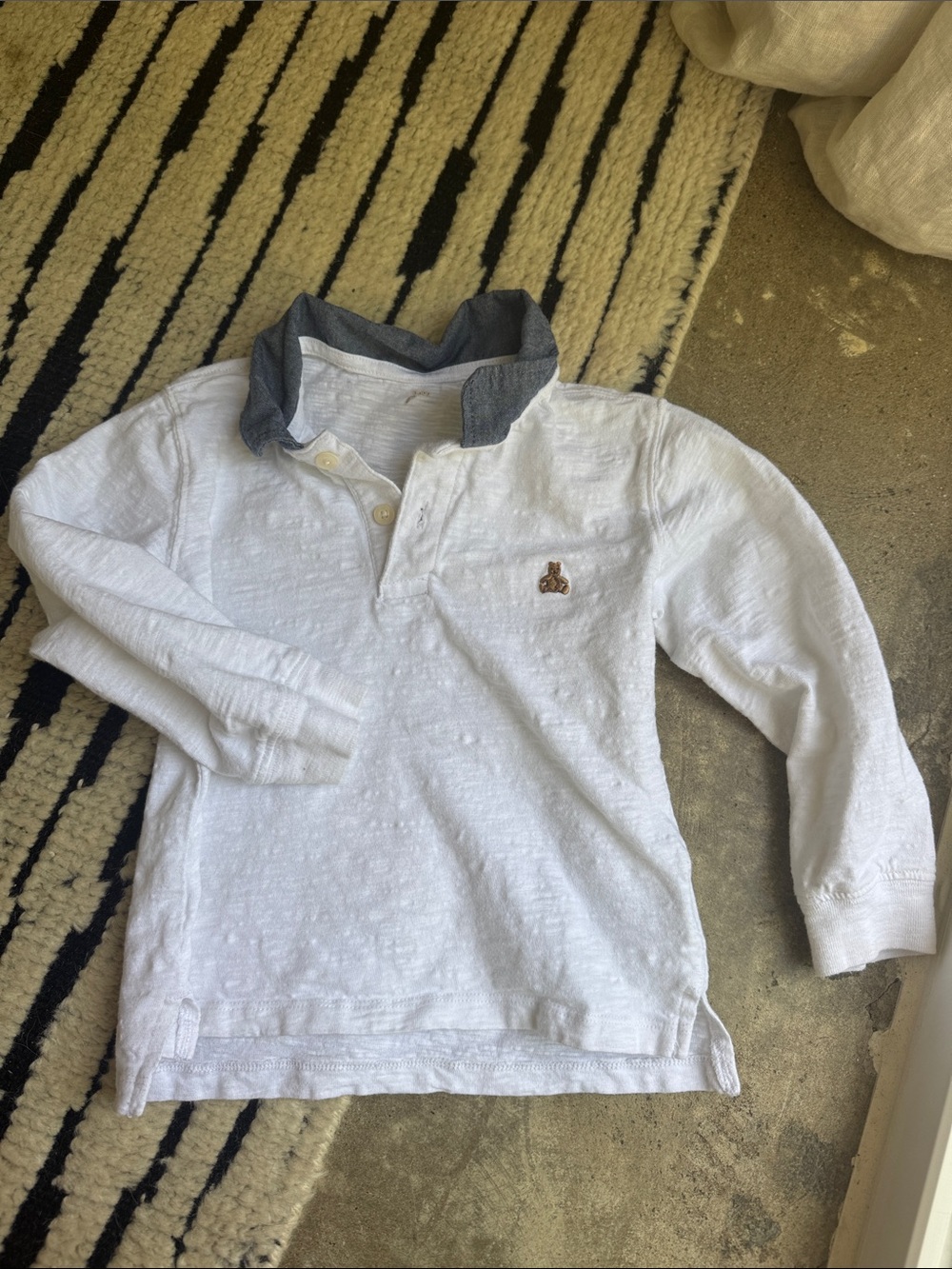 Gap baby Kids White Long-Sleeve Polo Top with Contrast Collar